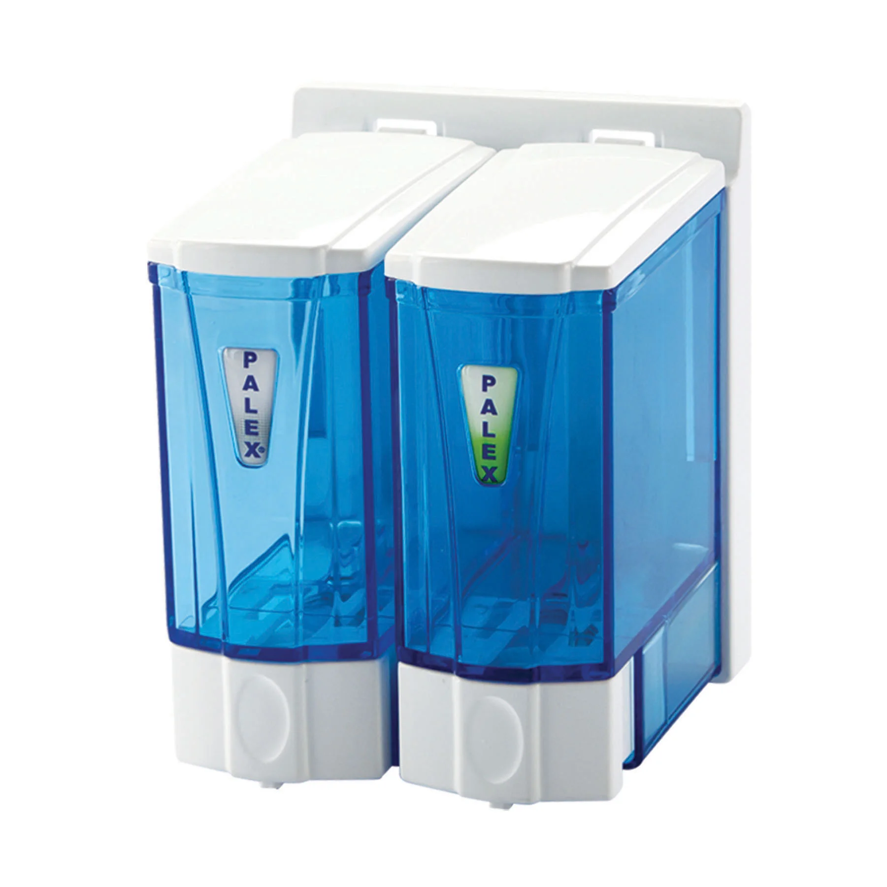 Palex Mini Çiftli Sıvı Sabun Dispenseri Şeffaf Mavi 2 x 250 cc 3564-1